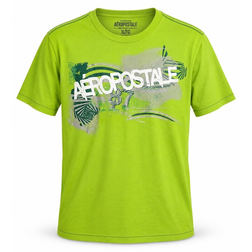 Aeropostale Mens XL Lime Green Graphic Logo T-Shirt Short Sleeve Cotton Tee